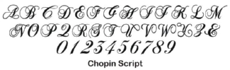 Chopin script font for wedding cake toppers